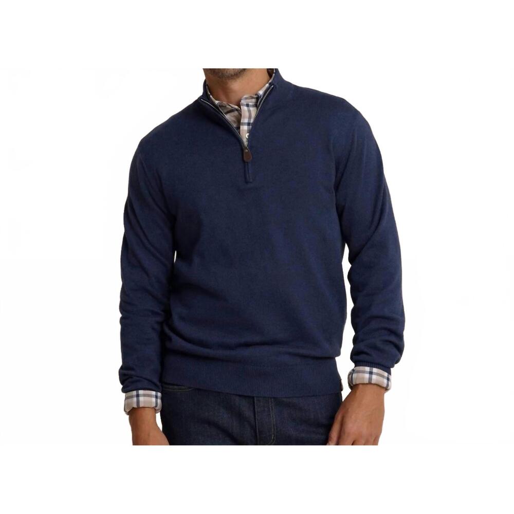 NEW SOUTHERN TIDE whitehaven quarter zip sweater in heather dress blue